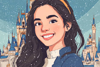 draw a portrait in semi realism disney cartoon style