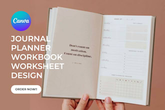 design fillable printable editable planner journal, workbook, worksheet on canva