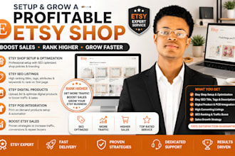 setup etsy shop etsy digital product boost etsy sales etsy pod etsy seo listings