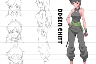 illustrate anime outfit reference sheet