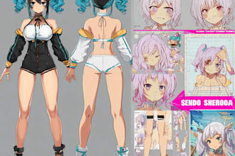 make anime reference sheet with poses