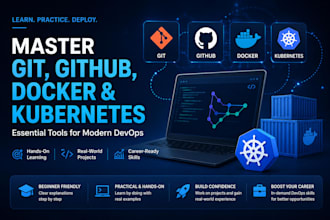 teach git, github, docker and kubernetes from beginner to job ready