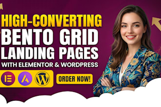 design a high converting bento grid landing page in elementor wordpress
