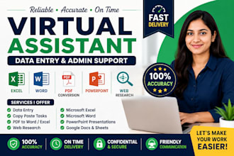 virtual assistant,expert in microsoftword, excel,copypaste,data entry