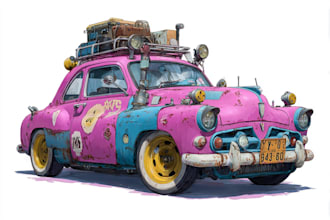 draw your car into vector cartoon caricature