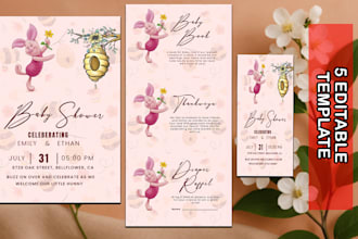 design a beautiful digital baby shower invitation card