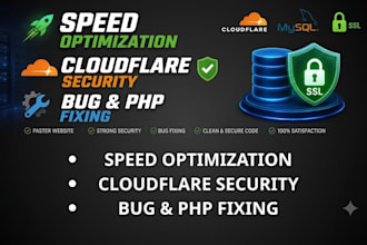 optimize website speed, setup cloudflare security and fix web errors