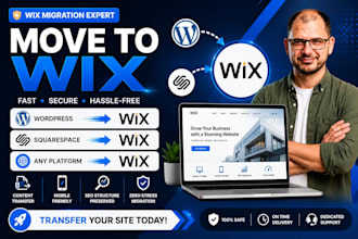 migrate, convert, clone or transfer wordpress, squarespace to wix website