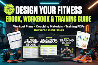 design fitness workout ebook, coaching workbook, and training guide pdf in 24hrs
