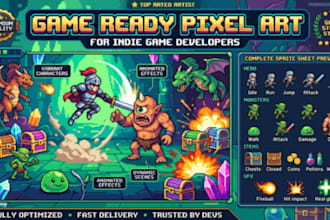 create pixel art character sprite sheet, animation game assets  for video games