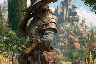 paint a character illustration in a fantasy world