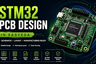 stm32 pcb in easyeda with schematic, gerber files and bom