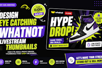 design eye catching whatnot livestream thumbnails