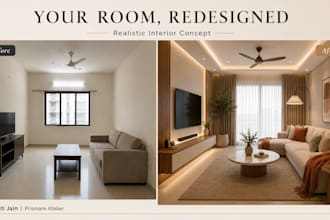 transform your room photo into a realistic interior design concept