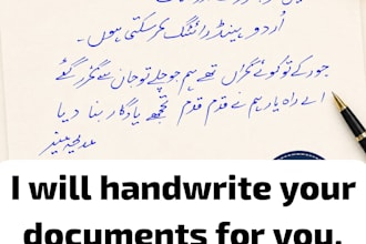 handwrite your urdu text, applications, letters, and notes