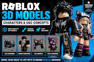 create professional roblox 3d models, custom roblox