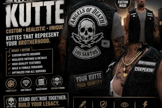 create fivem kuttes, custom clothing, kuttes mc, mc vest biker clothing kuttes