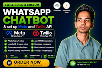 build whatsapp custom chatbot and setup meta and twilio api