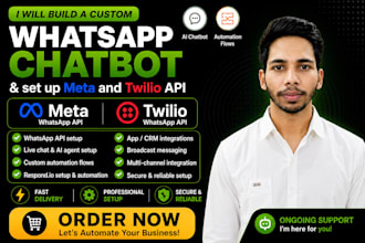 build whatsapp custom chatbot and setup meta and twilio api