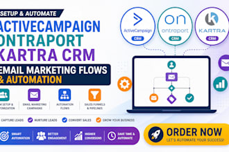 setup activecampaign ontraport kartra crm email marketing flows automation