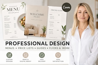 design restaurant menu price list canva welcome packet pricing guide brochure