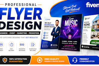 design professional business flyer, event flyer, brochure or marketing poster