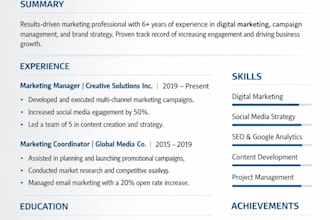 design a professional ats optimized CV or resume