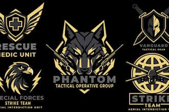 design tactical military logo, gaming emblem, and patch