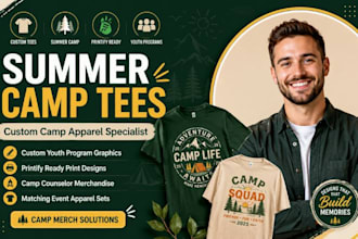 create printify custom summer camp and youth program t shirt designs
