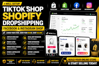 setup tiktok shop or shopify dropshipping, setup facebook and instagram shop