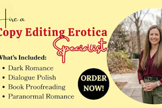 copy and line edit, romance or erotic, proofread novel as a book editor