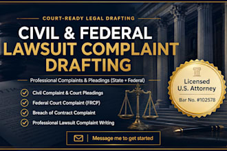 write a custom civil lawsuit complaint or legal answer