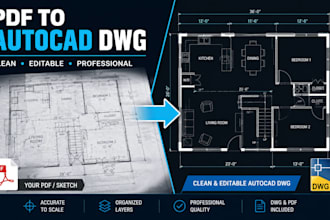 convert PDF, sketch, or blueprint to autocad dwg