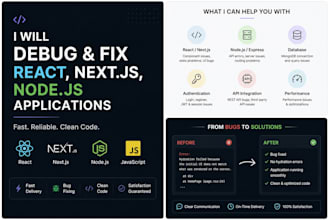 debug and fix your react, nodejs or nextjs application