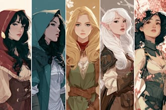create fantasy card game art and book illustrations
