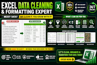do microsoft excel data cleaning, formatting, sorting and deduplication