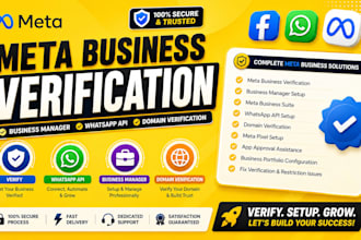 setup meta business verification, whatsapp API and business manager