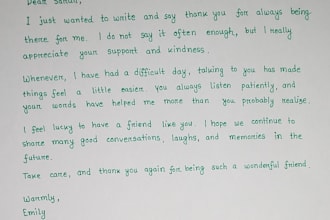 handwrite documents in english, german, french or arabic