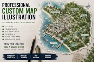 bespoke illustrated map design artistic vector map destination tourism events ma