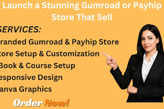 create branded gumroad store ebooks courses downloads canva ebook design payhip