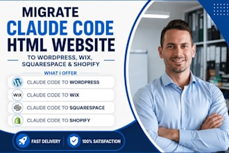 migrate claude code HTML website to wordpress wix squarespace claude to shopify