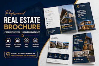 design real estate brochure, property flyer and realtor booklet