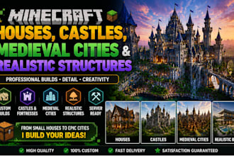 build minecraft houses, castles, medieval cities and realistic structures