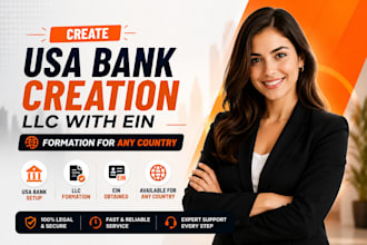 create USA bank  slash stripe wise payoneer mercury for US llc non resident