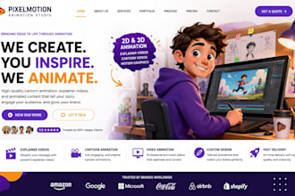 design wix animation studio website cartoon animation video animation website