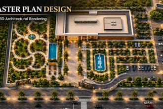design 2d site plan, 3d master plan, architectural rendering and landscape