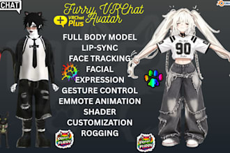 rig and edit nsfw vrchat avatar, 3d anime vtuber, vrchat furry avatar, vseeface