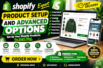 shopify product setup and advanced options