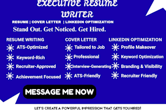 write executive ats resume, cover letter and linkedin