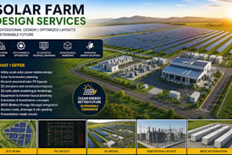do 3d solar, solar farm, solar power plant, and pv station